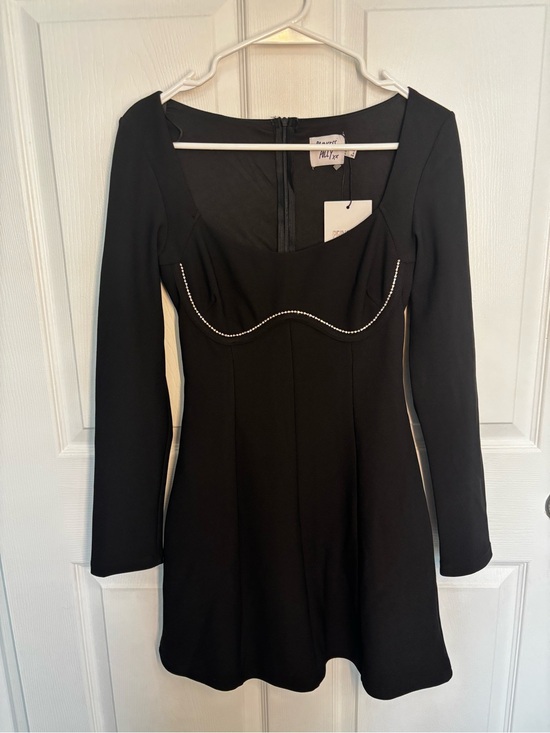 Princess Polly Dresses & Skirts - Princess Polly Black Rhinestone Trim Long Sleeve Mini Dress Size 6
